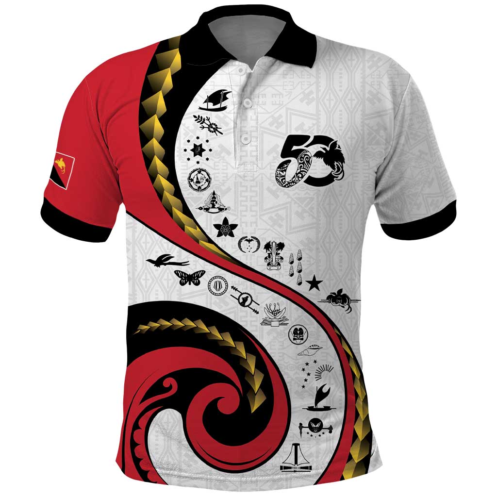 Papua New Guinea 50th Independence Anniversary Polo Shirt Special Style White Version - Polynesian Pride