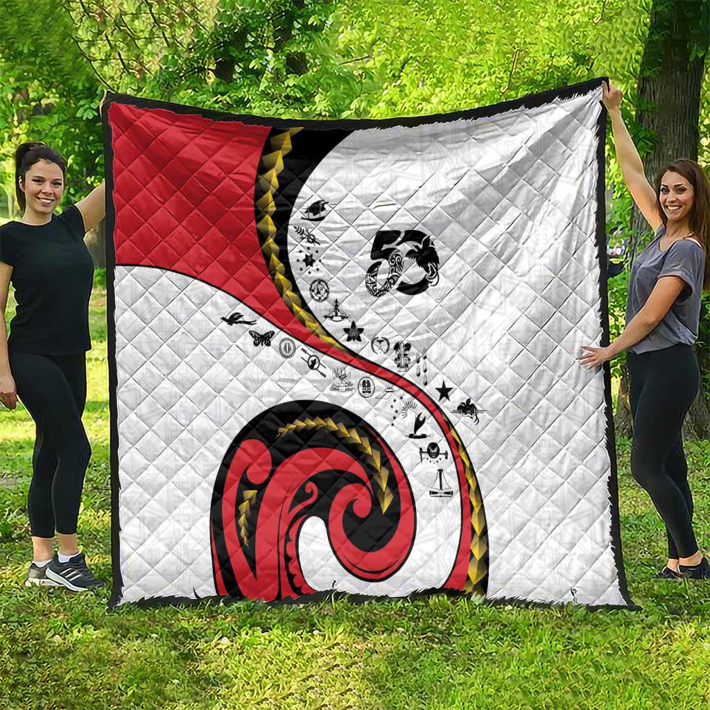 Papua New Guinea 50th Independence Anniversary Quilt Special Style White Version - Polynesian Pride