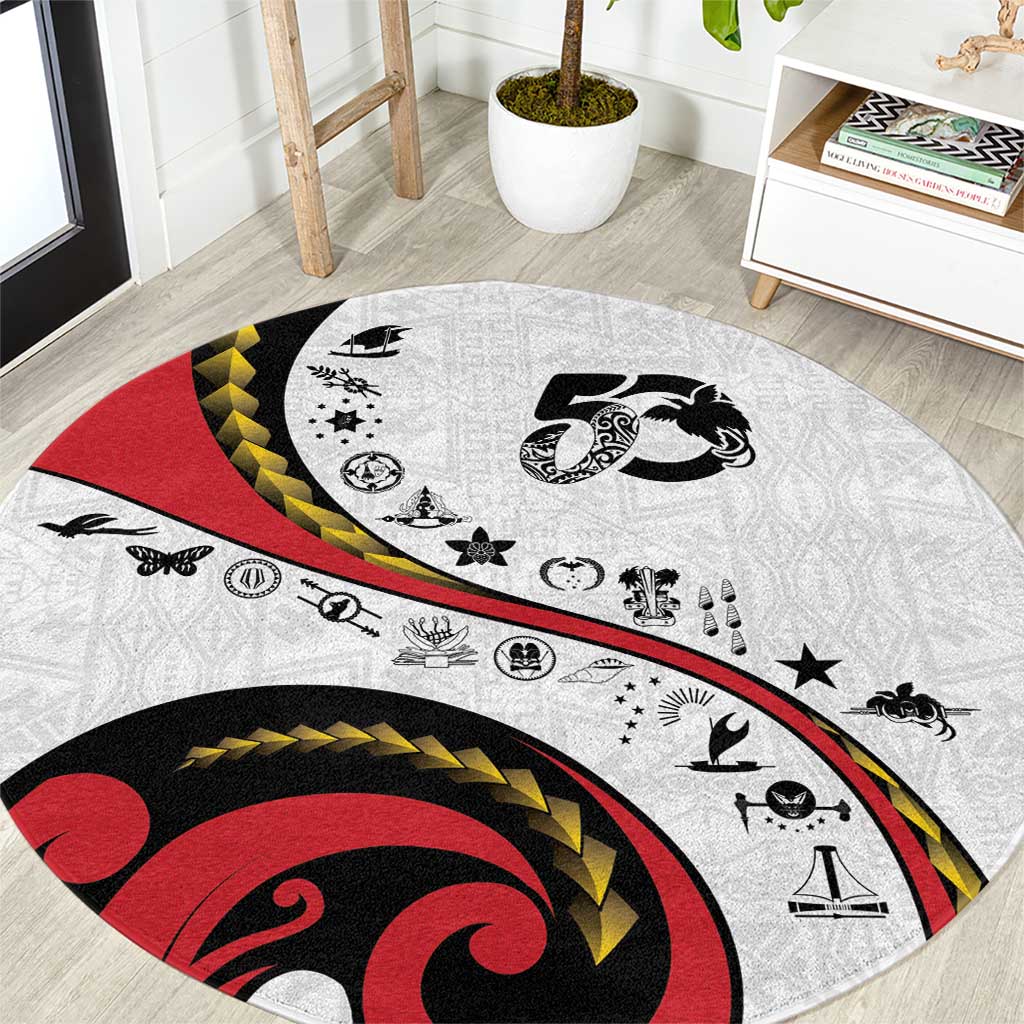 Papua New Guinea 50th Independence Anniversary Round Carpet Special Style White Version - Polynesian Pride