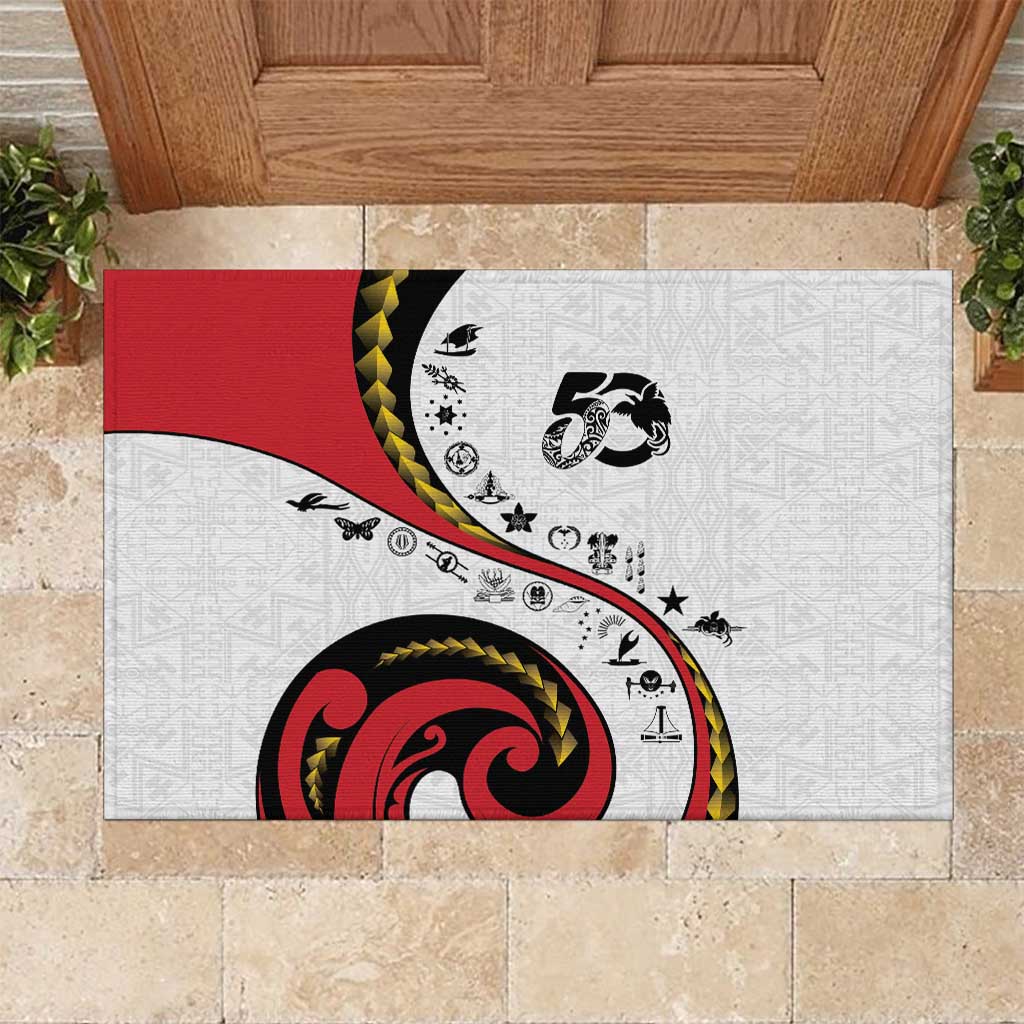 Papua New Guinea 50th Independence Anniversary Rubber Doormat Special Style White Version LT05 White - Polynesian Pride