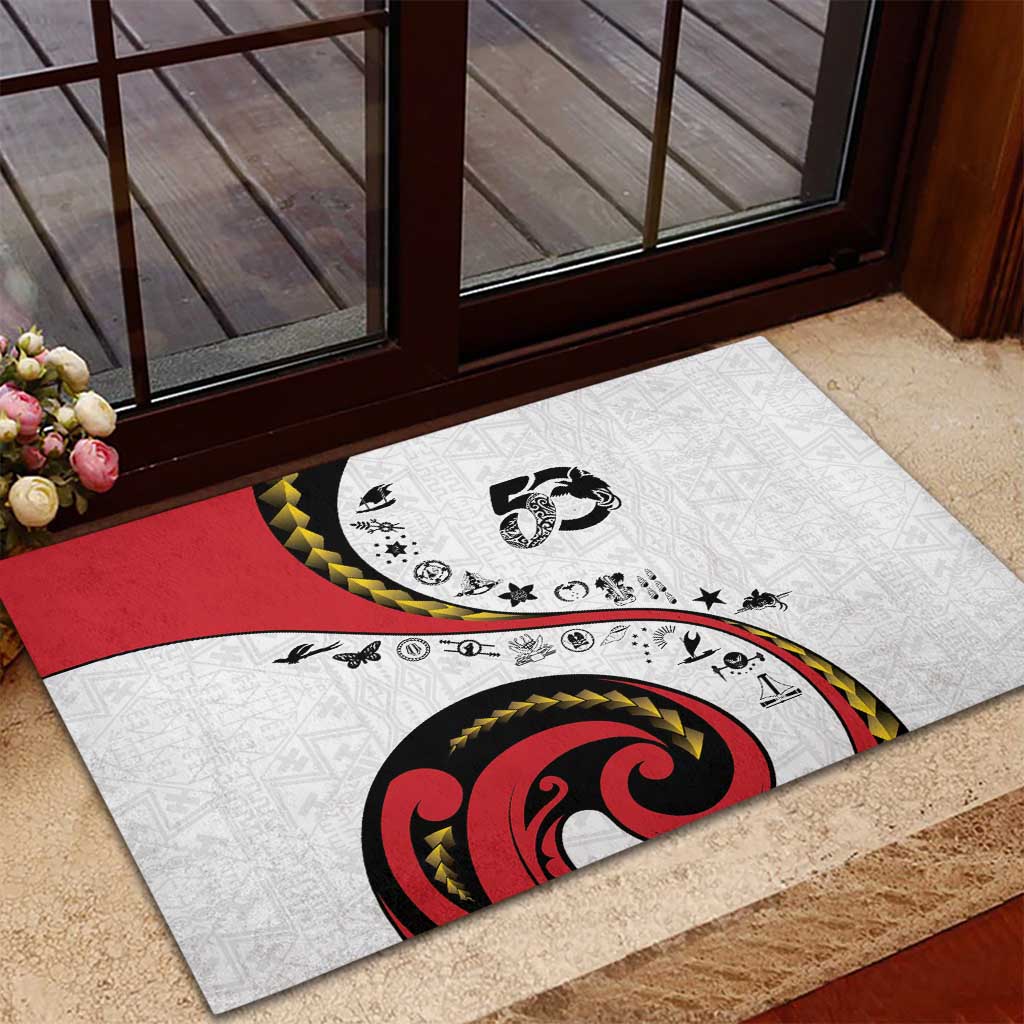 Papua New Guinea 50th Independence Anniversary Rubber Doormat Special Style White Version LT05 - Polynesian Pride