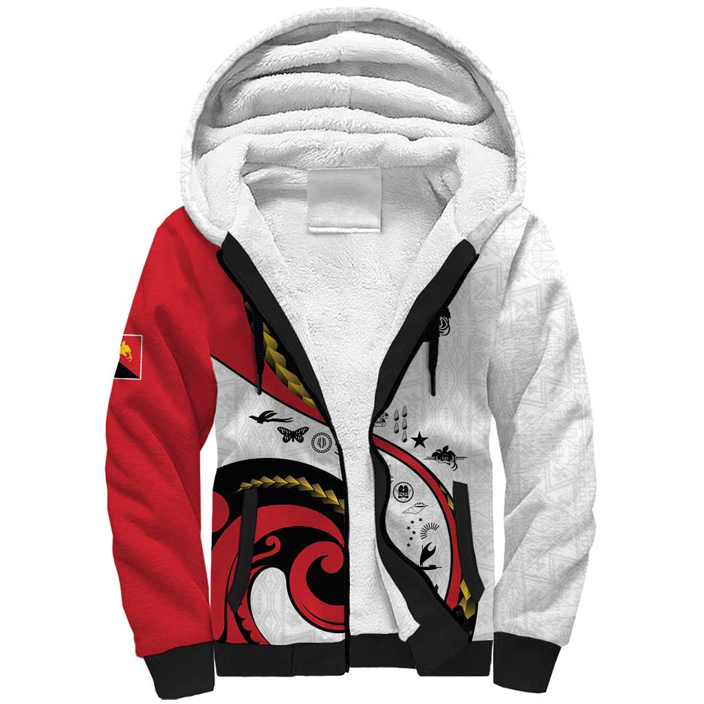 Papua New Guinea 50th Independence Anniversary Sherpa Hoodie Special Style White Version LT05 Unisex White - Polynesian Pride