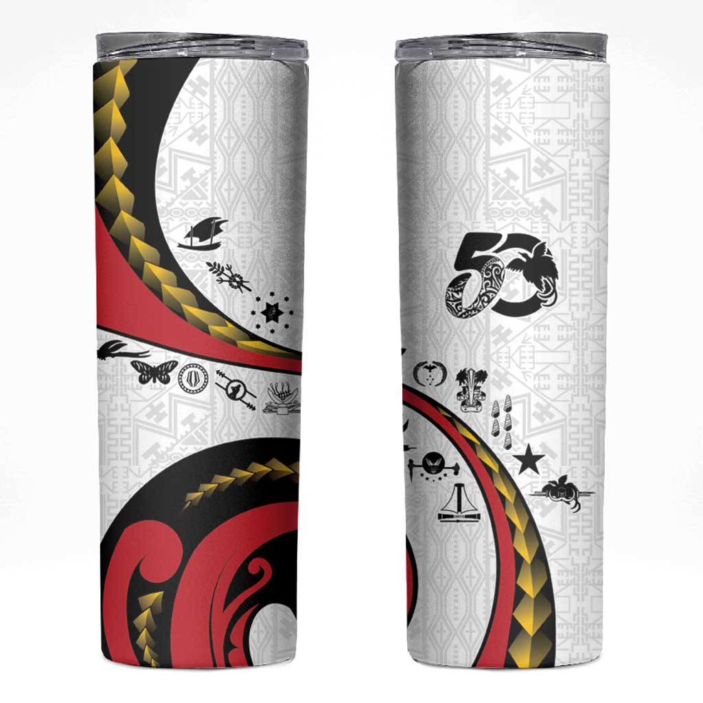 Papua New Guinea 50th Independence Anniversary Skinny Tumbler Special Style White Version - Polynesian Pride