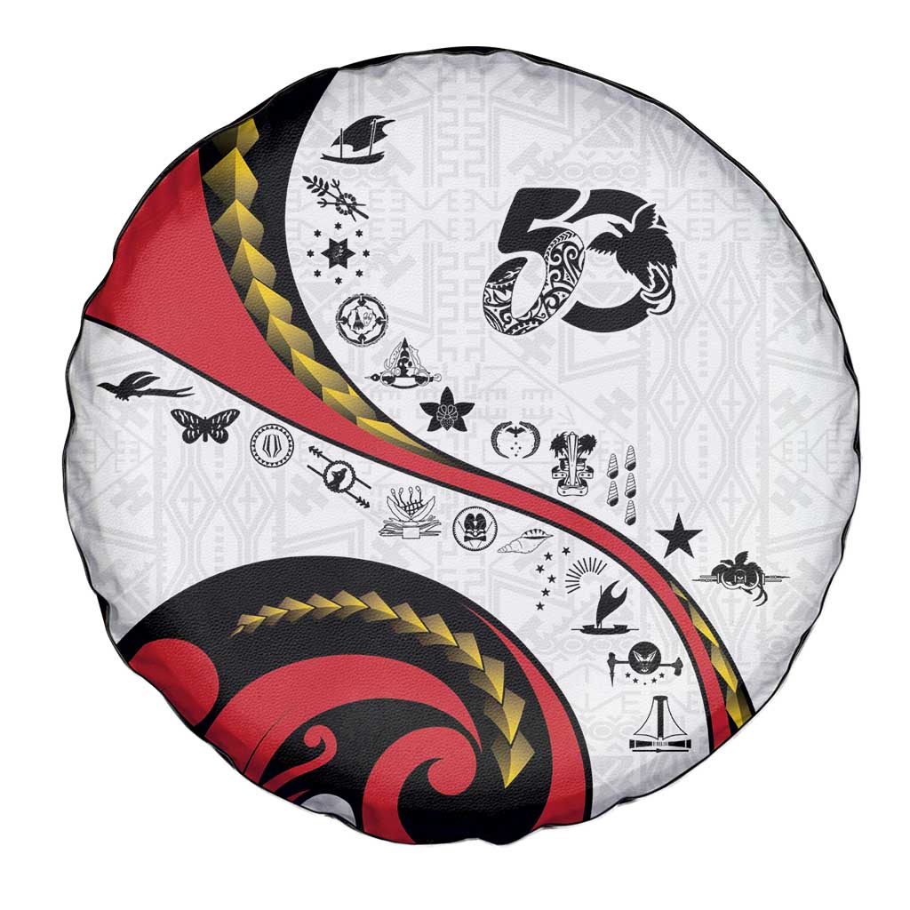 Papua New Guinea 50th Independence Anniversary Spare Tire Cover Special Style White Version - Polynesian Pride