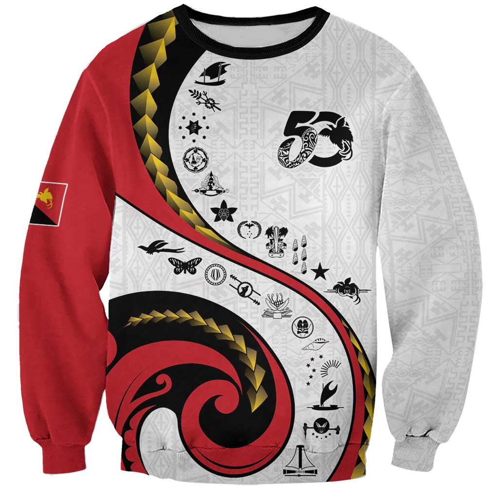 Papua New Guinea 50th Independence Anniversary Sweatshirt Special Style White Version LT05 Unisex White - Polynesian Pride