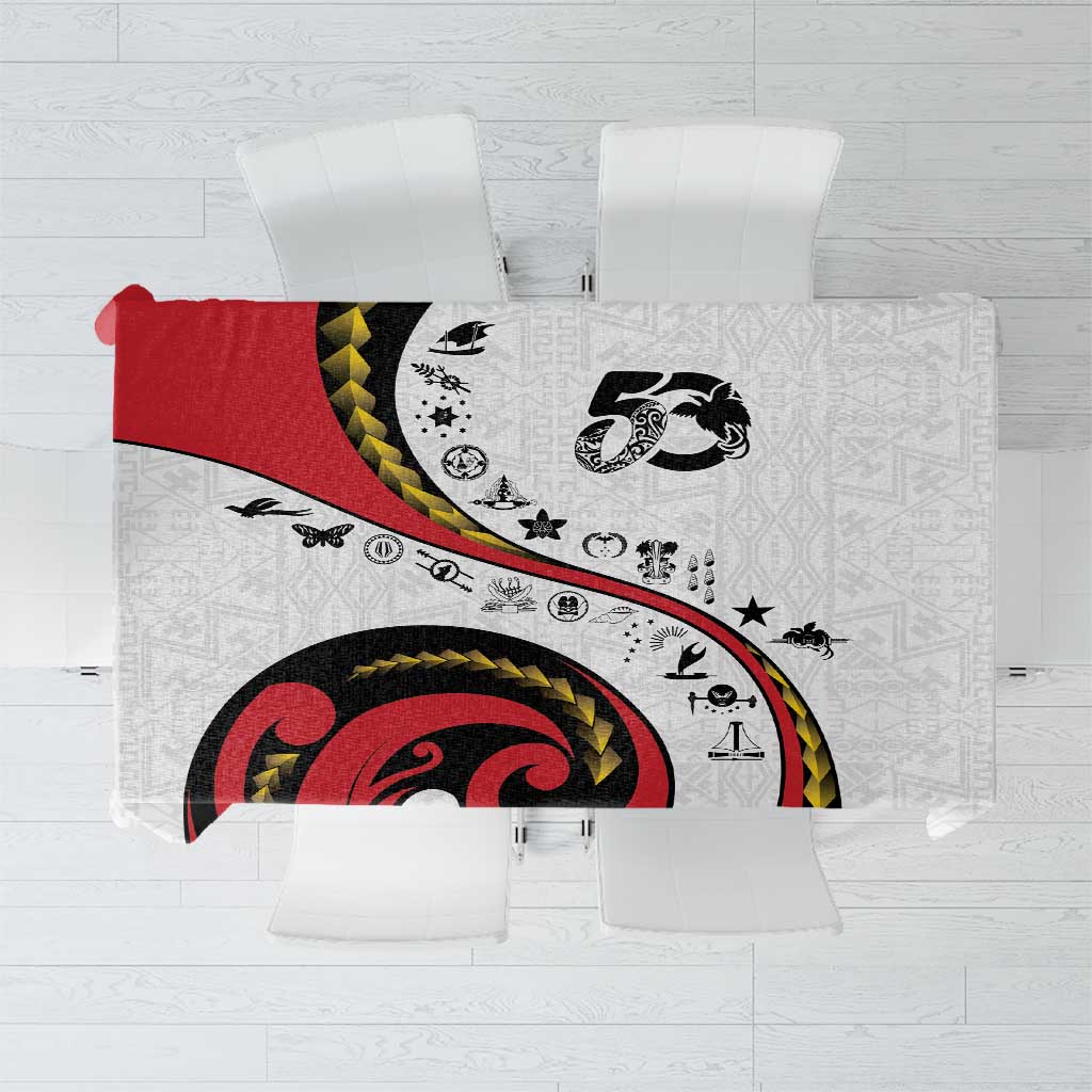 Papua New Guinea 50th Independence Anniversary Tablecloth Special Style White Version LT05 White - Polynesian Pride