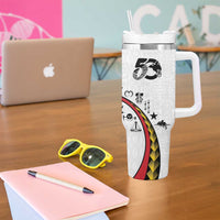 Papua New Guinea 50th Independence Anniversary Tumbler With Handle Special Style White Version - Polynesian Pride