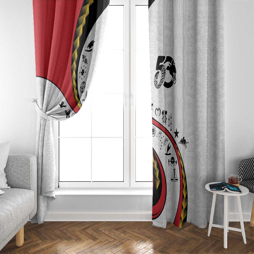 Papua New Guinea 50th Independence Anniversary Window Curtain Special Style White Version - Polynesian Pride