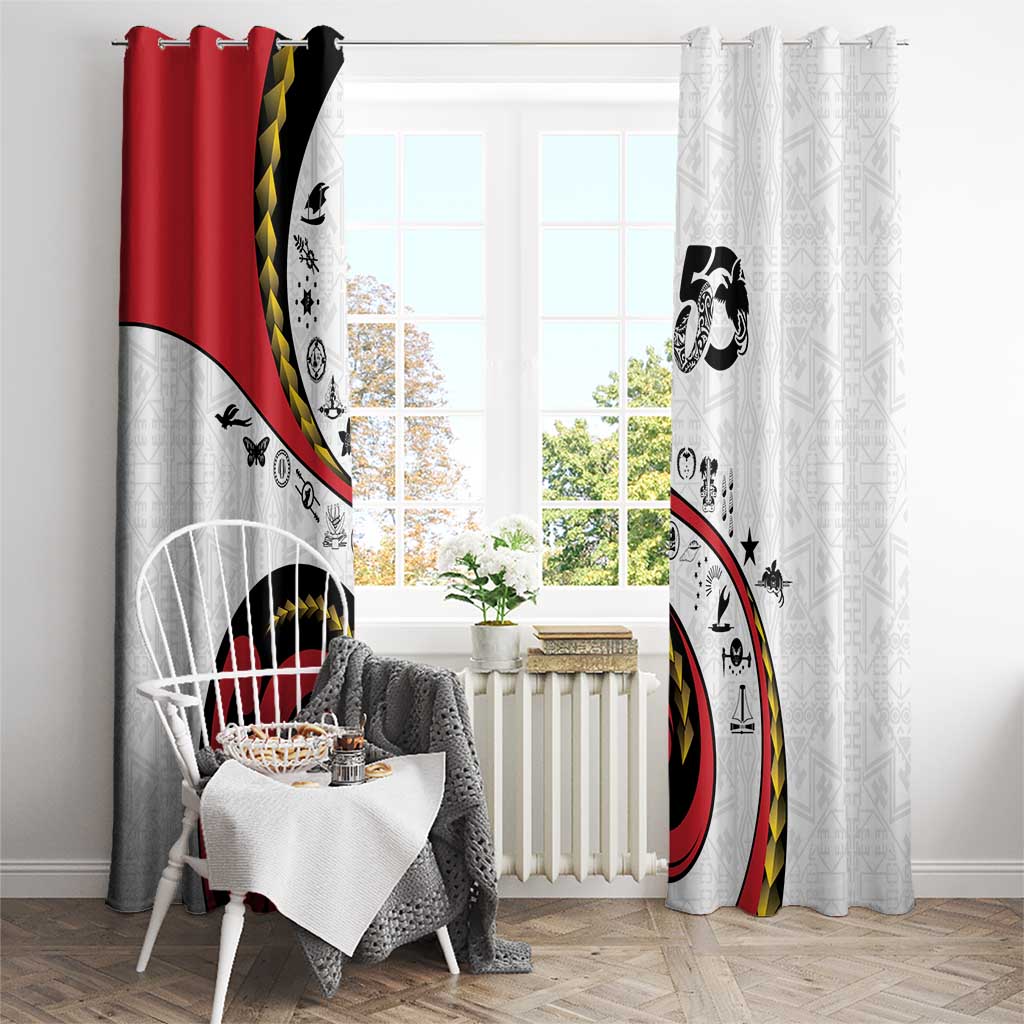Papua New Guinea 50th Independence Anniversary Window Curtain Special Style White Version - Polynesian Pride