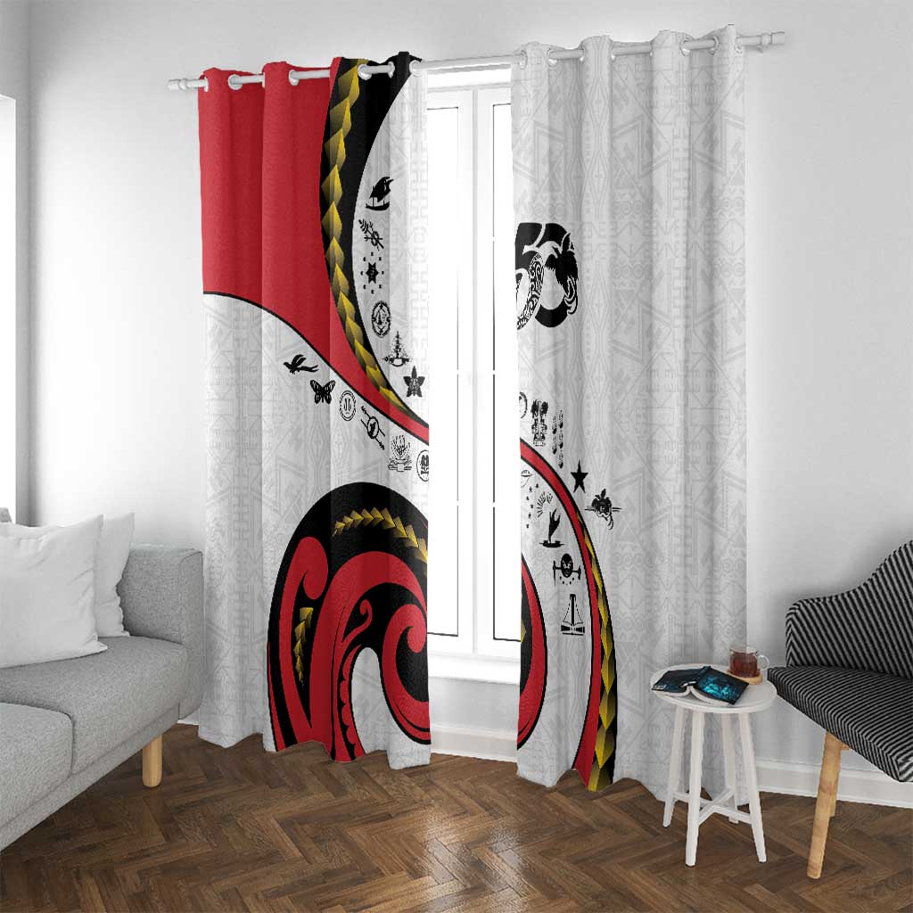 Papua New Guinea 50th Independence Anniversary Window Curtain Special Style White Version - Polynesian Pride