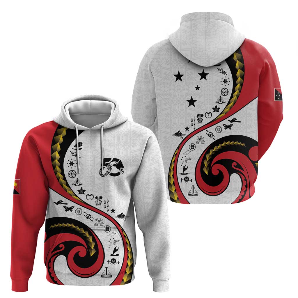 Papua New Guinea 50th Independence Anniversary Zip Hoodie Special Style White Version - Polynesian Pride