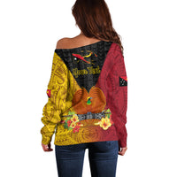 Personalized Papua New Guinea Independence Day Off Shoulder Sweater Bird Of Paradise With Polynesian Pattern LT05 - Polynesian Pride