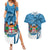 Personalized Fiji Couples Matching Summer Maxi Dress and Hawaiian Shirt Coat Of Arms Tagimoucia With Fijian Tapa Pattern LT05 Blue - Polynesian Pride