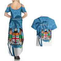 Personalized Fiji Couples Matching Summer Maxi Dress and Hawaiian Shirt Coat Of Arms Tagimoucia With Fijian Tapa Pattern LT05 - Polynesian Pride