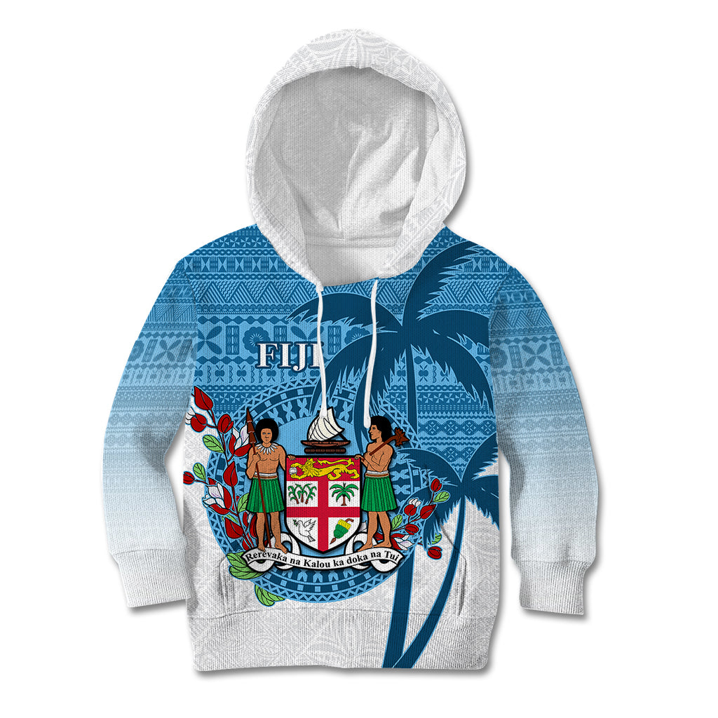 Personalized Fiji Kid Hoodie Coat Of Arms Tagimoucia With Fijian Tapa Pattern LT05 Hoodie Blue - Polynesian Pride