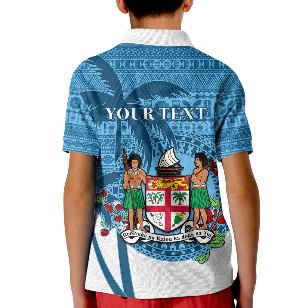 Personalized Fiji Kid Polo Shirt Coat Of Arms Tagimoucia With Fijian Tapa Pattern LT05 - Polynesian Pride
