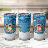 Personalised Fiji Tumbler Cup Coat Of Arms Tagimoucia With Fijian Tapa Pattern