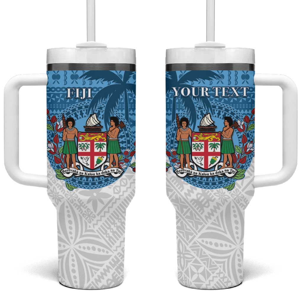 Personalised Fiji Tumbler With Handle Coat Of Arms Tagimoucia With Fijian Tapa Pattern