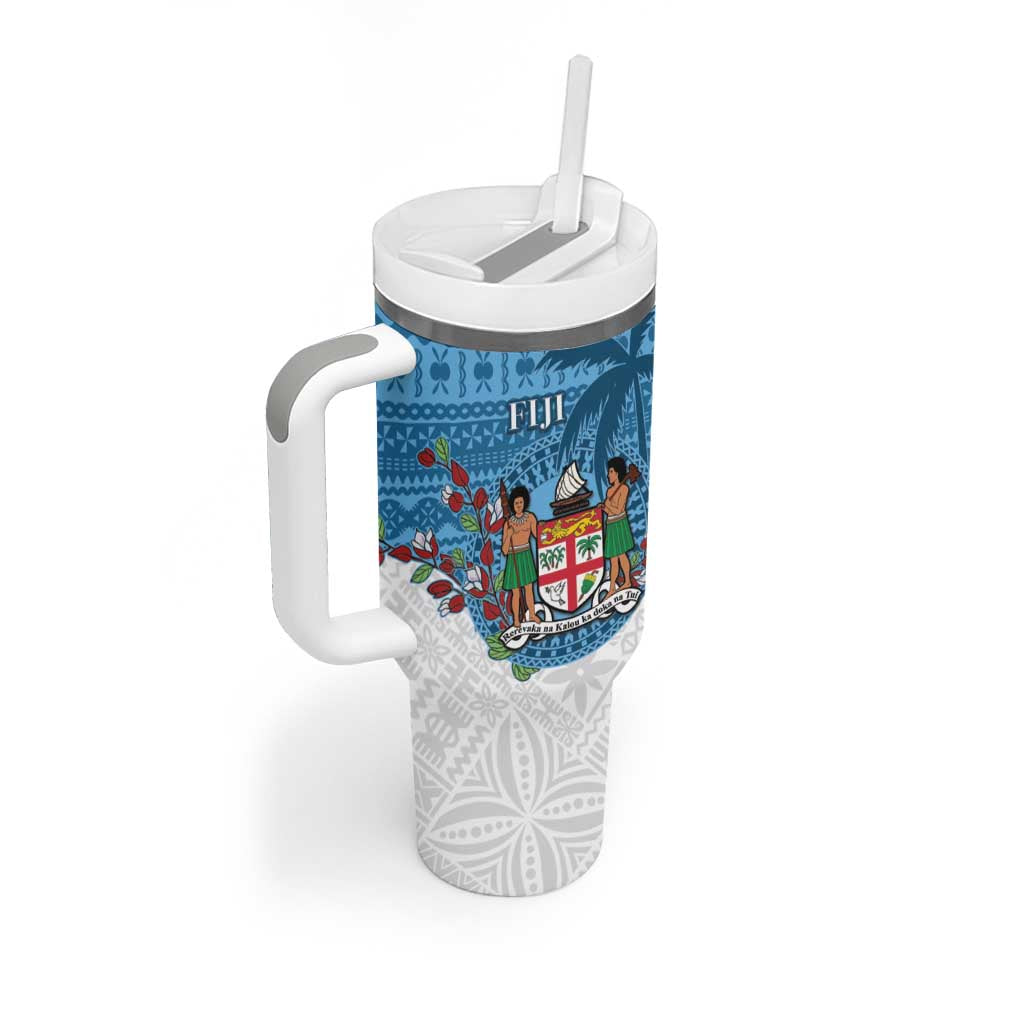 Personalised Fiji Tumbler With Handle Coat Of Arms Tagimoucia With Fijian Tapa Pattern