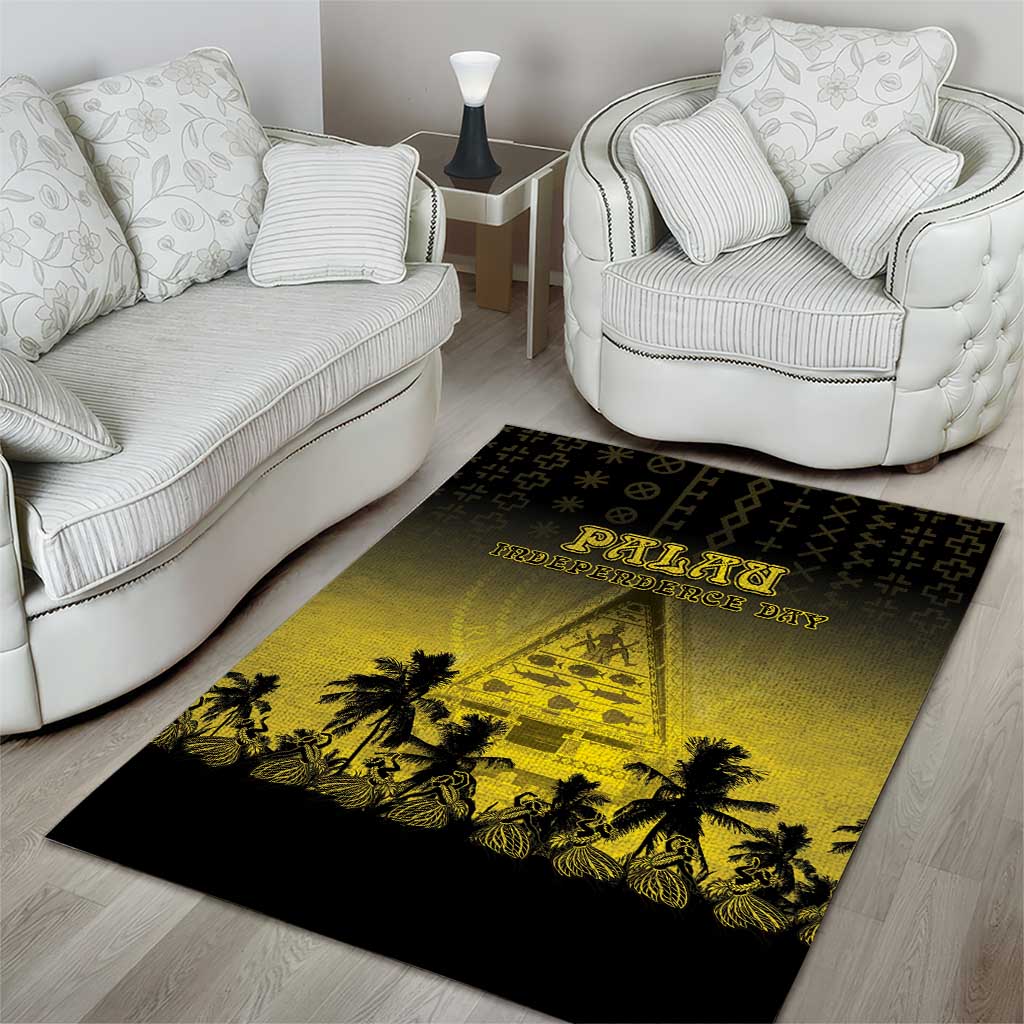Palau Independence Day Area Rug Palauan Tattoo Pattern - Polynesian Pride