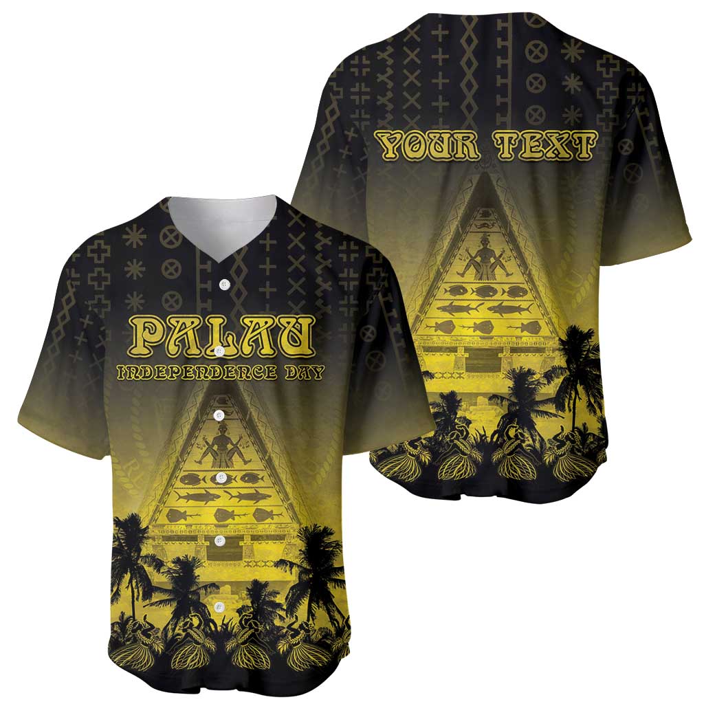 Personalised Palau Independence Day Baseball Jersey Palauan Tattoo Pattern - Polynesian Pride