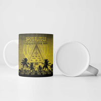 Personalised Palau Independence Day Ceramic Mug Palauan Tattoo Pattern - Polynesian Pride