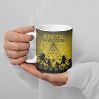 Personalised Palau Independence Day Ceramic Mug Palauan Tattoo Pattern - Polynesian Pride