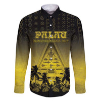 Personalised Palau Independence Day Family Matching Long Sleeve Bodycon Dress and Hawaiian Shirt Palauan Tattoo Pattern - Polynesian Pride