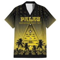 Personalised Palau Independence Day Family Matching Short Sleeve Bodycon Dress and Hawaiian Shirt Palauan Tattoo Pattern - Polynesian Pride