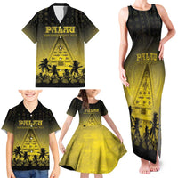 Personalised Palau Independence Day Family Matching Tank Maxi Dress and Hawaiian Shirt Palauan Tattoo Pattern - Polynesian Pride
