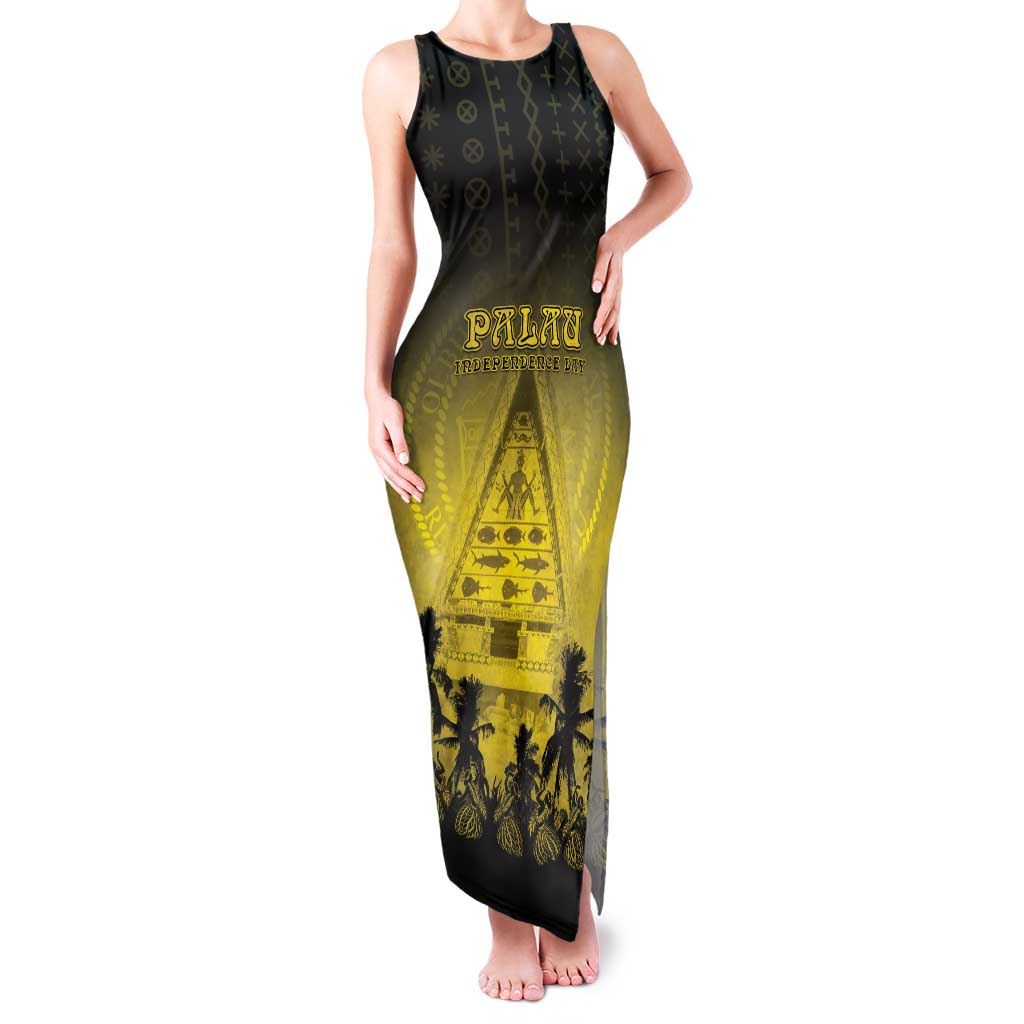 Personalised Palau Independence Day Family Matching Tank Maxi Dress and Hawaiian Shirt Palauan Tattoo Pattern - Polynesian Pride