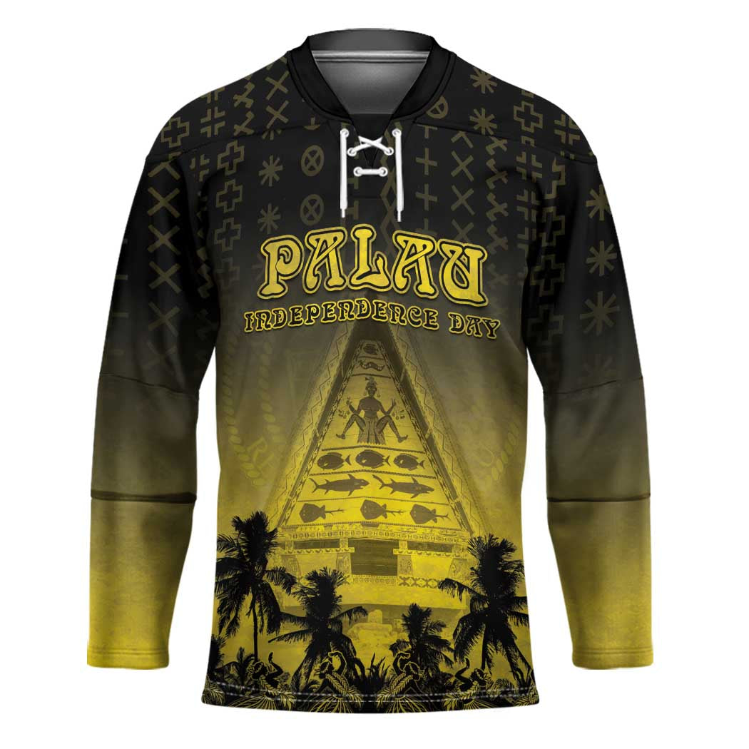 Personalised Palau Independence Day Hockey Jersey Palauan Tattoo Pattern - Polynesian Pride