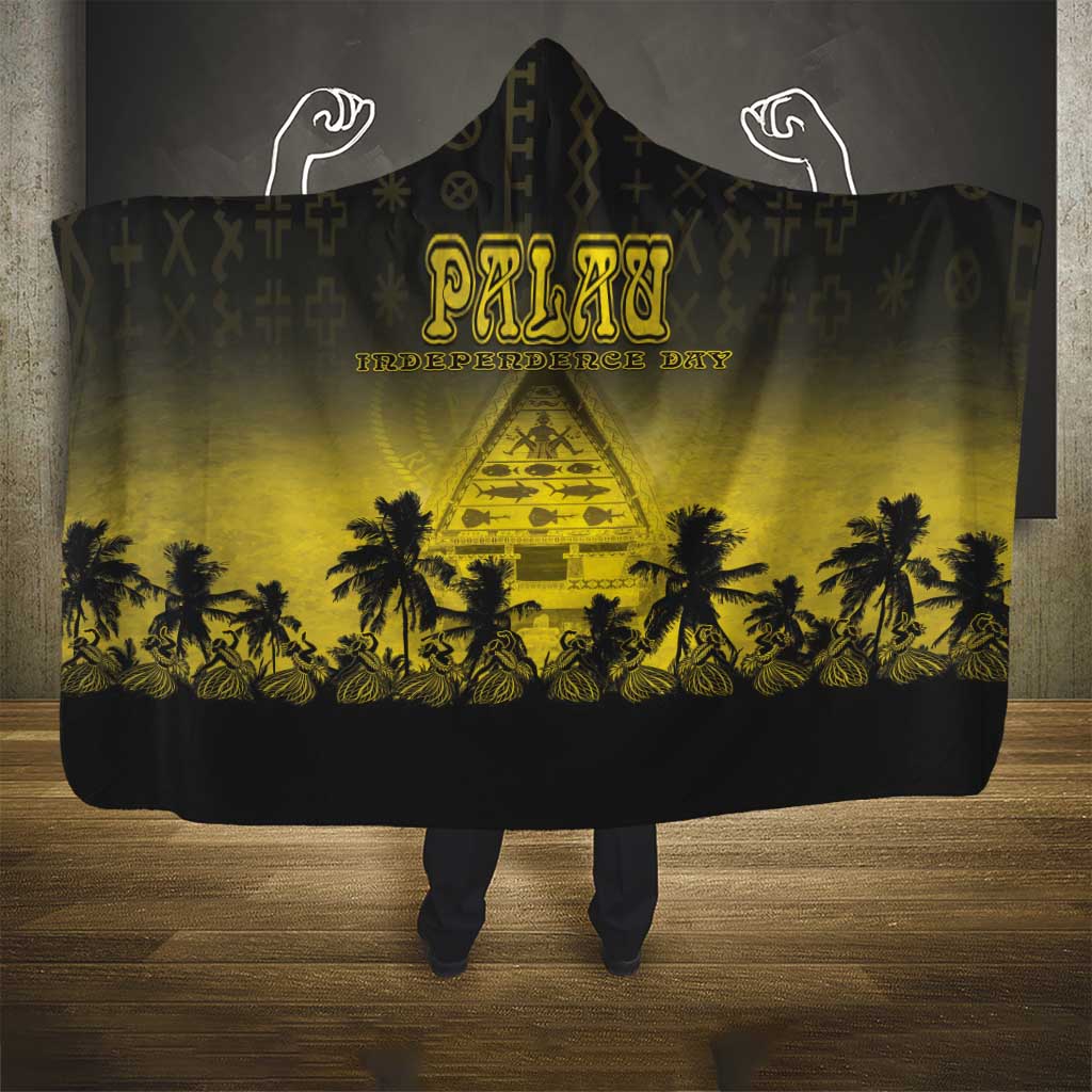 Palau Independence Day Hooded Blanket Palauan Tattoo Pattern - Polynesian Pride