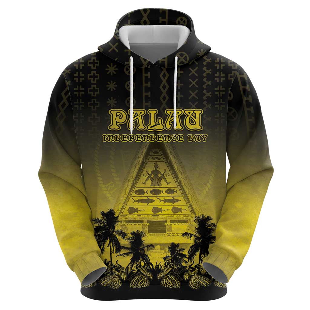 Personalised Palau Independence Day Hoodie Palauan Tattoo Pattern - Polynesian Pride