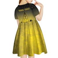 Personalised Palau Independence Day Kid Short Sleeve Dress Palauan Tattoo Pattern - Polynesian Pride