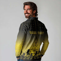 Personalised Palau Independence Day Long Sleeve Polo Shirt Palauan Tattoo Pattern - Polynesian Pride