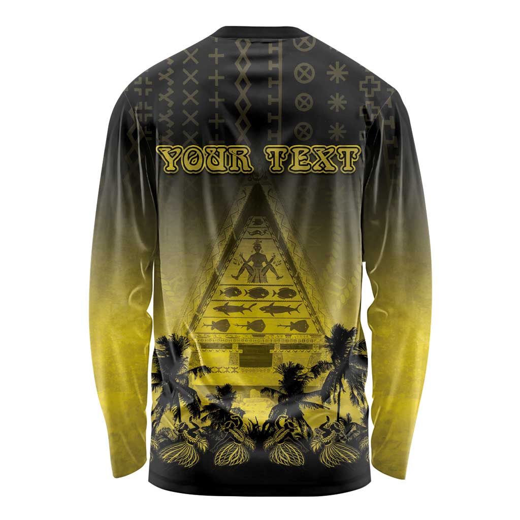 Personalised Palau Independence Day Long Sleeve Shirt Palauan Tattoo Pattern - Polynesian Pride