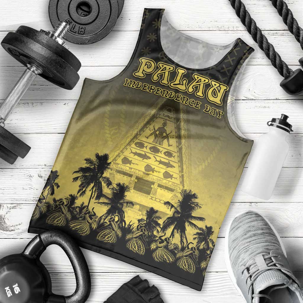 Personalised Palau Independence Day Men Tank Top Palauan Tattoo Pattern - Polynesian Pride