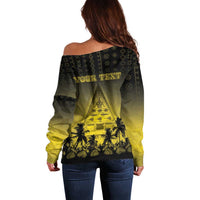 Personalised Palau Independence Day Off Shoulder Sweater Palauan Tattoo Pattern - Polynesian Pride