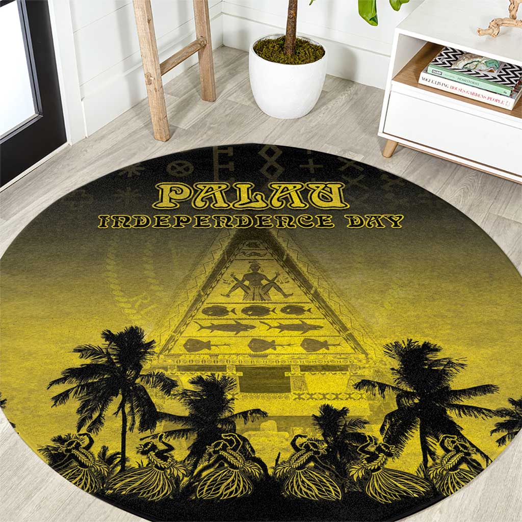 Palau Independence Day Round Carpet Palauan Tattoo Pattern - Polynesian Pride