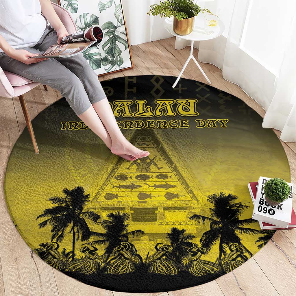 Palau Independence Day Round Carpet Palauan Tattoo Pattern - Polynesian Pride