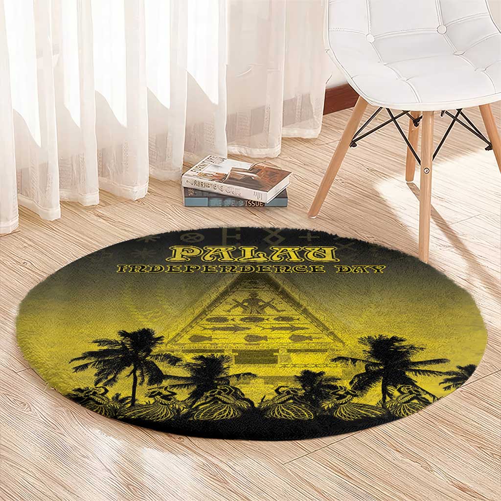 Palau Independence Day Round Carpet Palauan Tattoo Pattern - Polynesian Pride