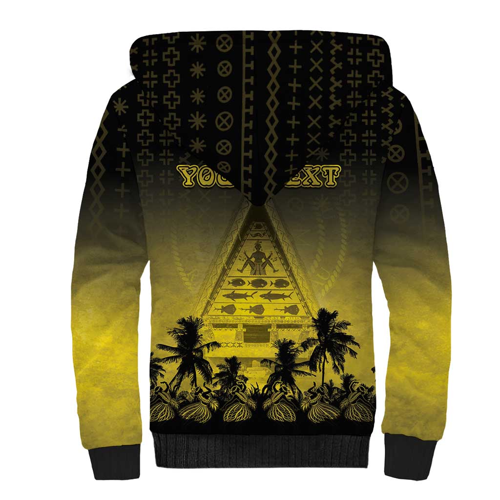 Personalised Palau Independence Day Sherpa Hoodie Palauan Tattoo Pattern - Polynesian Pride