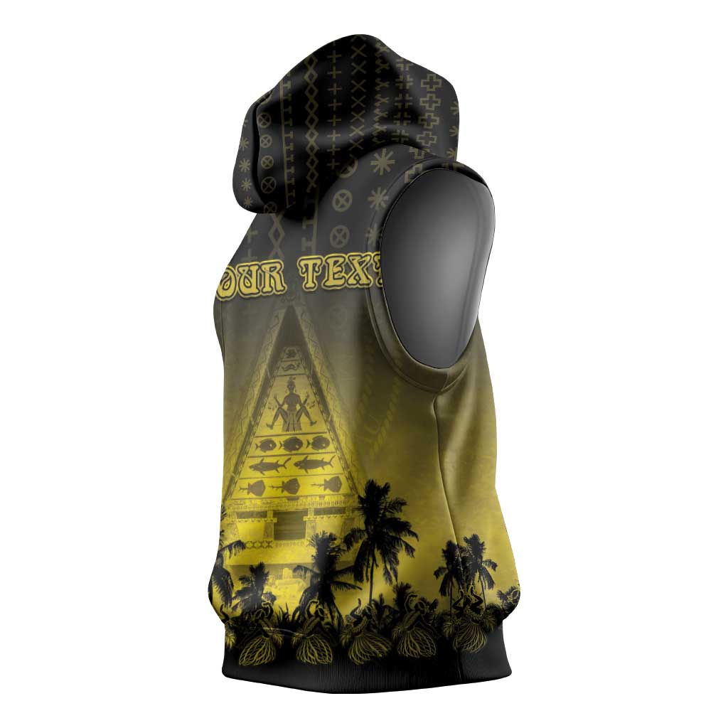 Personalised Palau Independence Day Sleeveless Hoodie Palauan Tattoo Pattern - Polynesian Pride