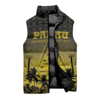 Personalised Palau Independence Day Sleeveless Puffer Jacket Palauan Tattoo Pattern - Polynesian Pride