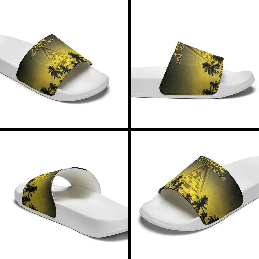 Palau Independence Day Slide Sandals Palauan Tattoo Pattern - Polynesian Pride