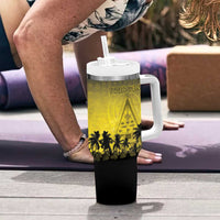 Personalised Palau Independence Day Tumbler With Handle Palauan Tattoo Pattern - Polynesian Pride