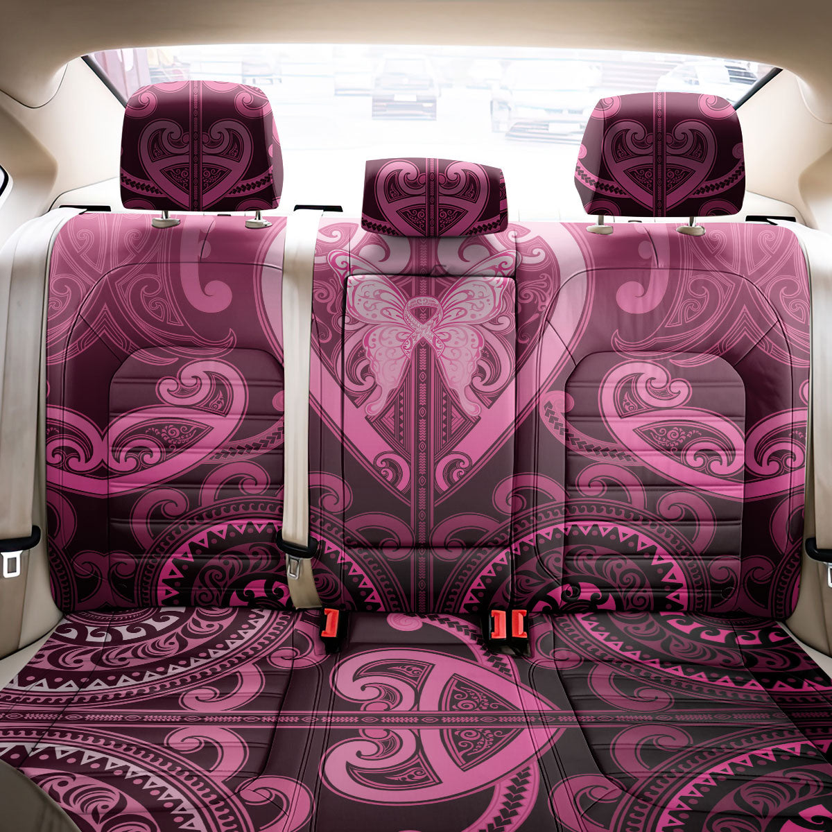 Aotearoa Breast Cancer Back Car Seat Cover Maori Tribal Pattern LT05 - Polynesian Pride