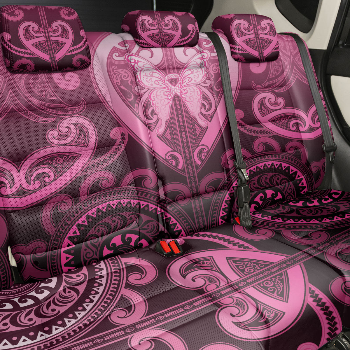 Aotearoa Breast Cancer Back Car Seat Cover Maori Tribal Pattern LT05 - Polynesian Pride