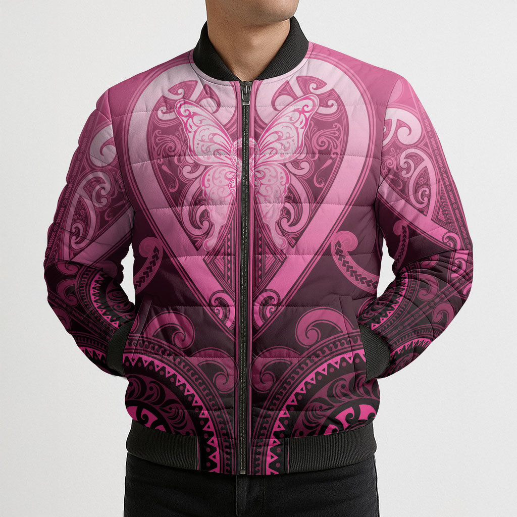 Aotearoa Breast Cancer Bomber Puffer Jacket Maori Tribal Pattern LT05 - Polynesian Pride